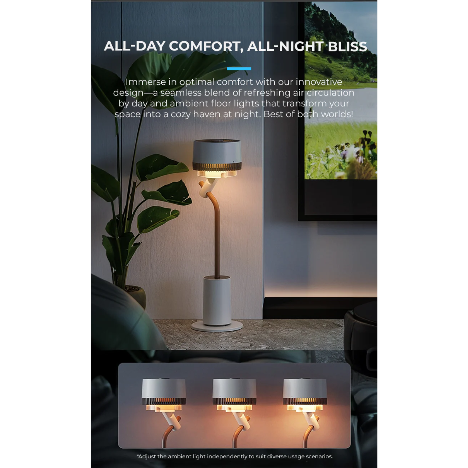 Mistral MHV7123DR-TL - 7" DC High Velocity Moodlight Fan with Remote