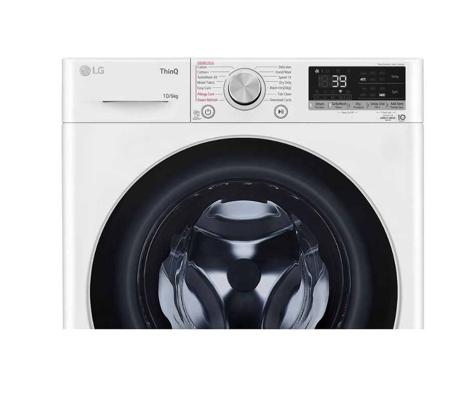 10/6kg LG AI Direct Drive Front Load Washer Dryer White