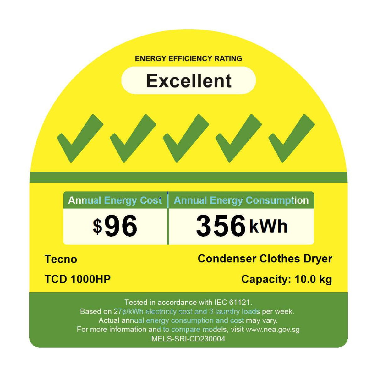 10kg Tecno Front Load Heat Pump Dryer