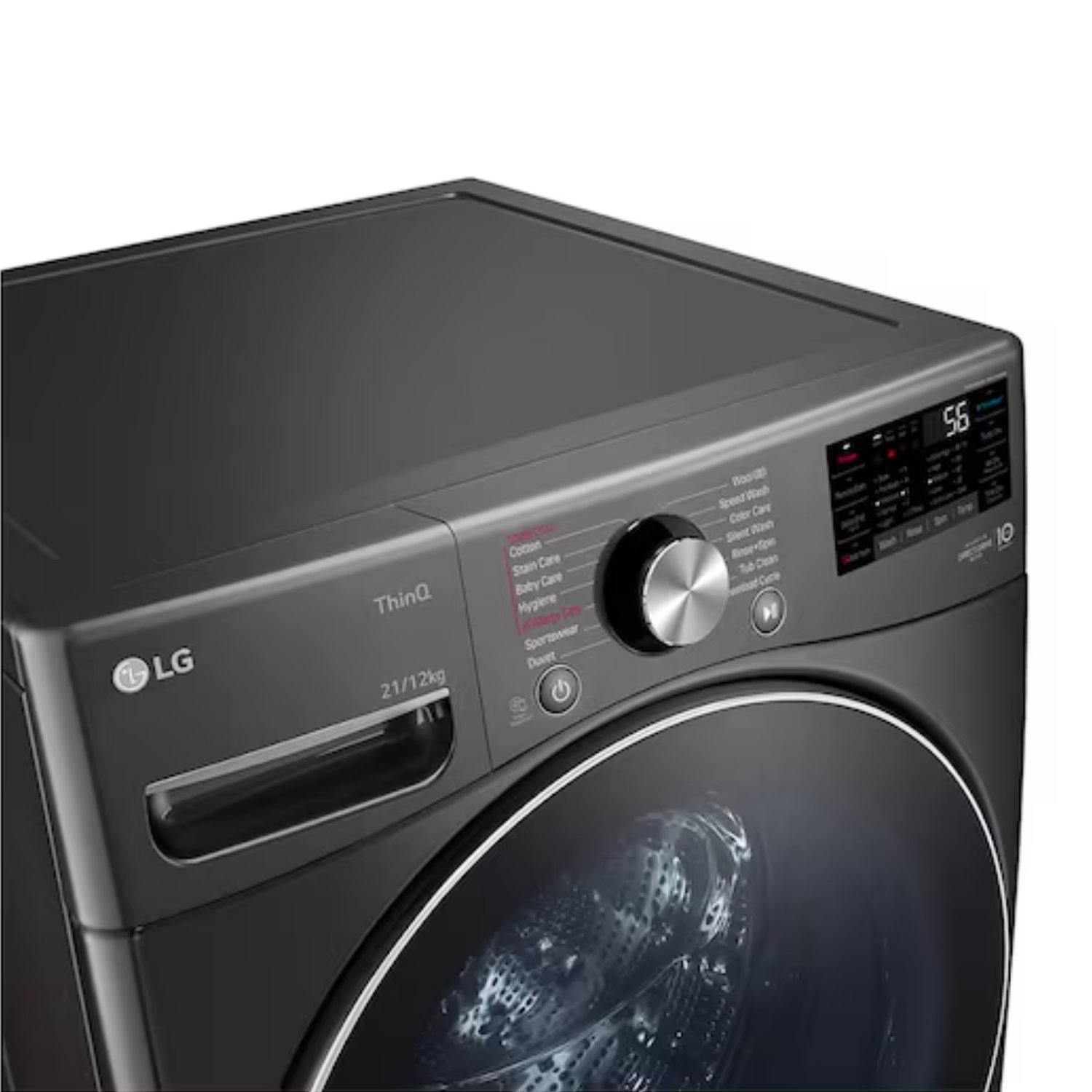 21/12kg LG AI Direct Drive Front Load Washer Dryer Black Steel