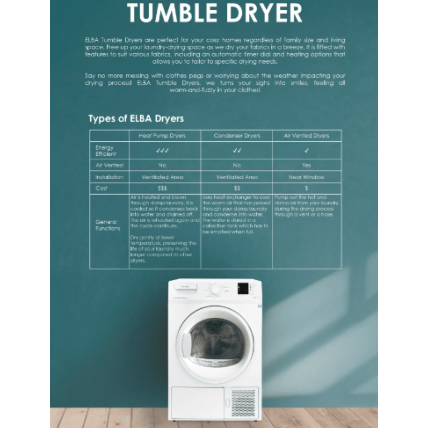 Elba EBD 750 V - 7kg Front Load Dryer