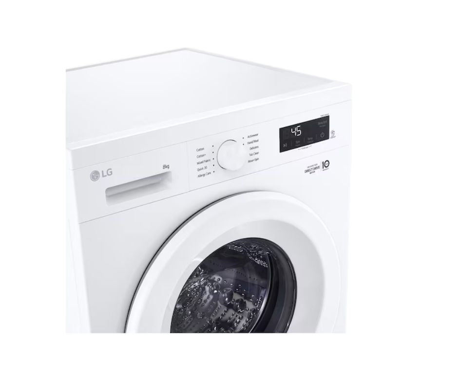 8kg LG Front Load Washing Machine White