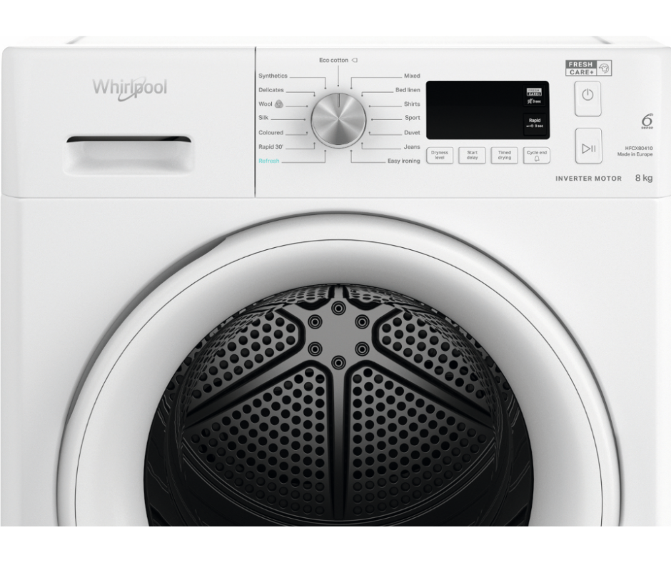 8kg Whirlpool HFCX80410 FreshCare+ Heat Pump Dryer