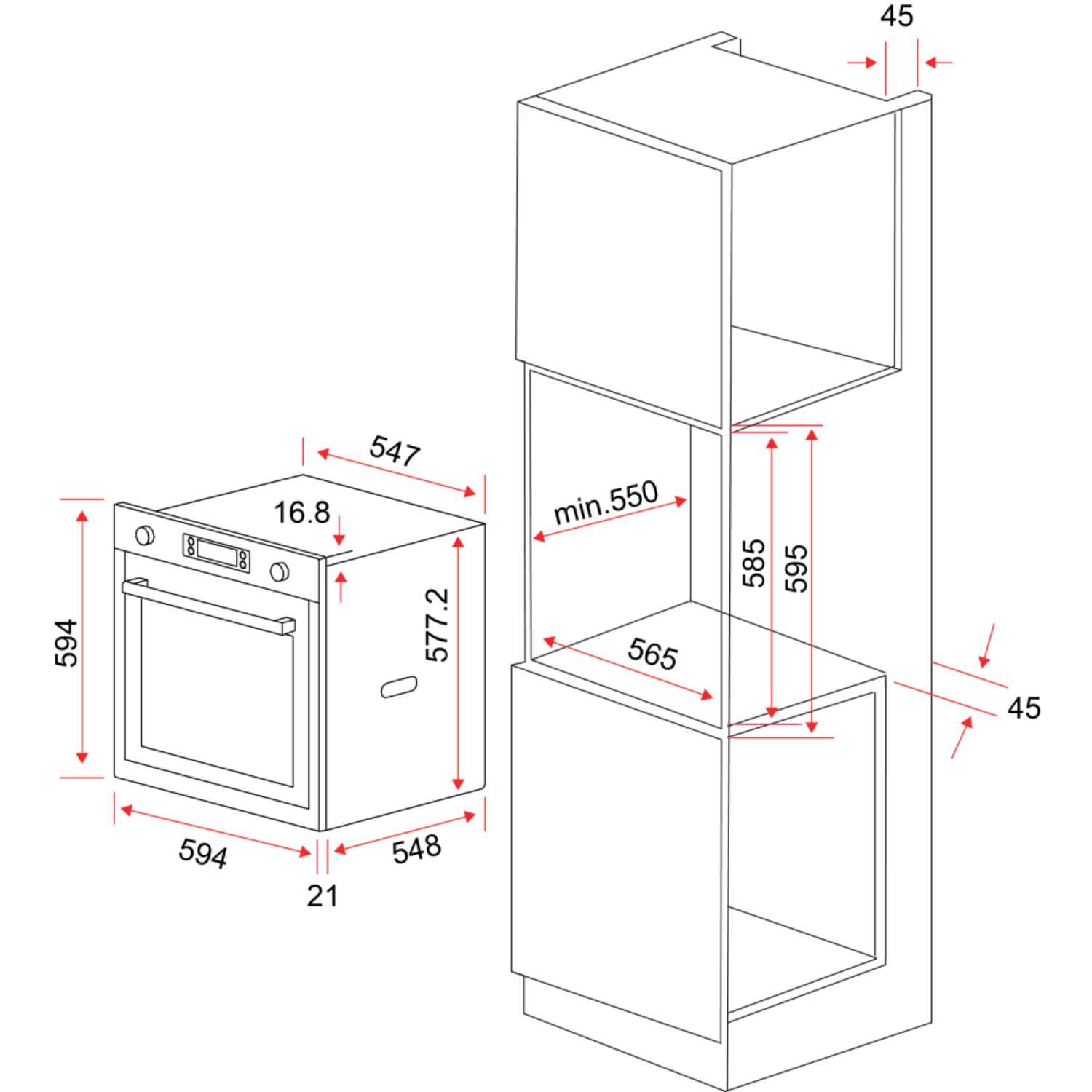 EF BO AE 63 A - 73L 6 Functions Built-in Oven
