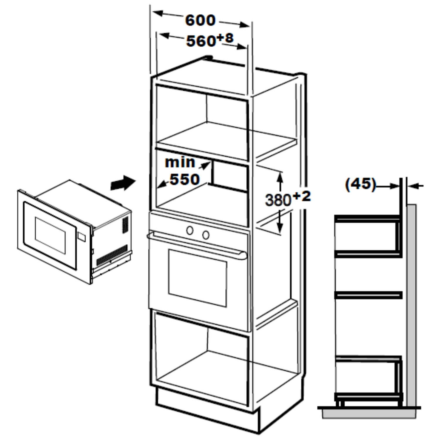 EF EFBM 2891 M - 28L Built-in Microwave Oven with Grill Function Black