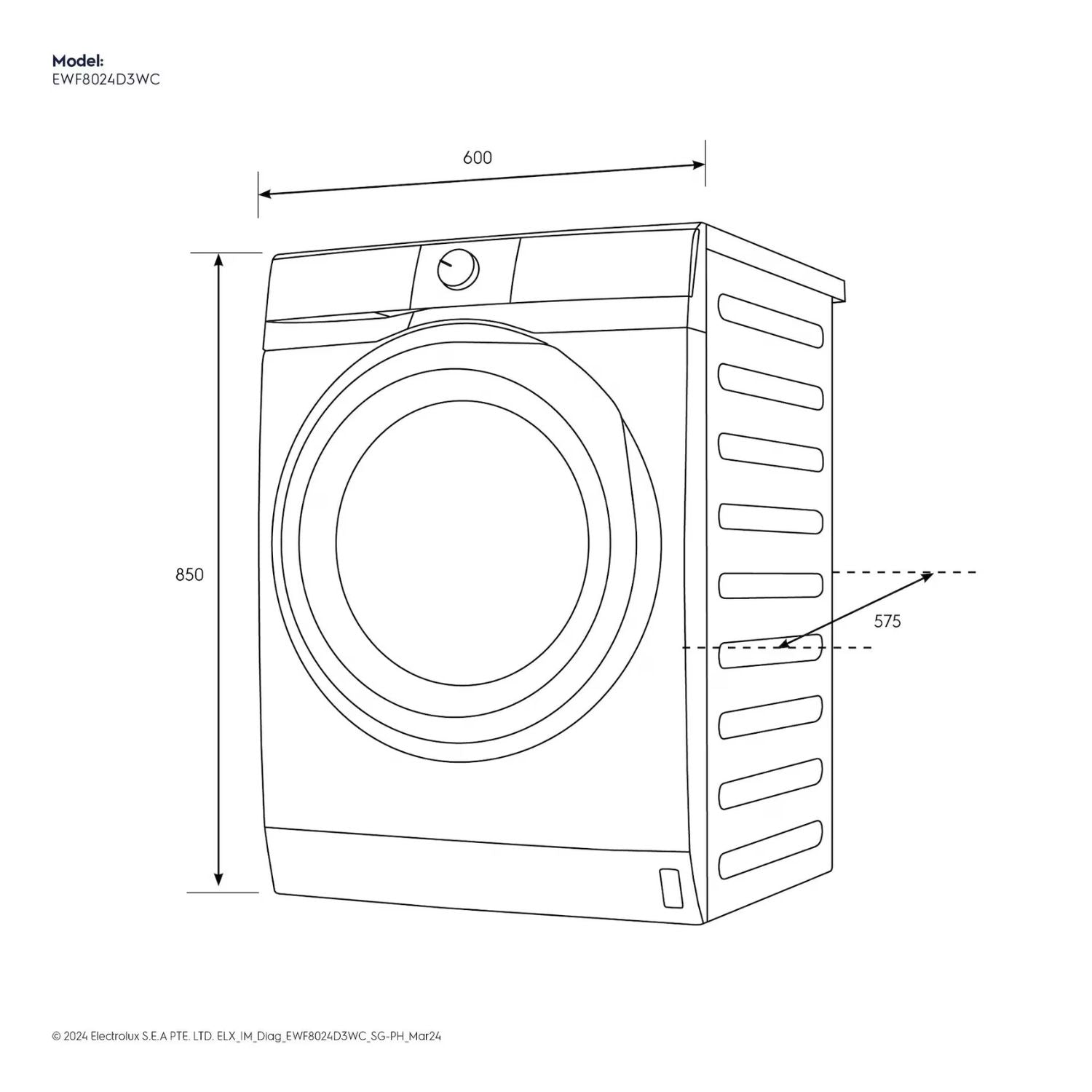 8kg Electrolux UltimateCare 300 Washing Machine (13 Programs)