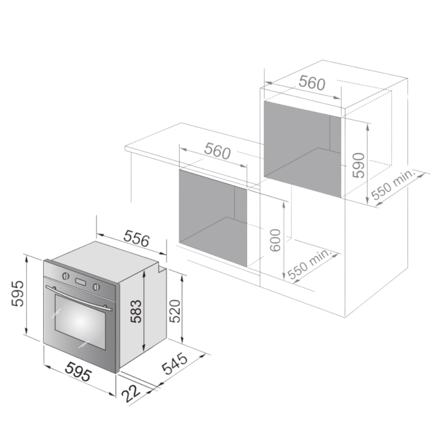 Elba EL 8 XLXB - 74L 11 Multi-function Buinlt-in Oven Steel