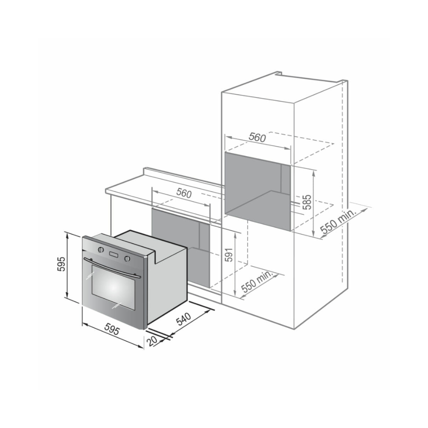 Elba ELIO 624 BAKER - 59L 8 Multi-function Built-in Oven Steel