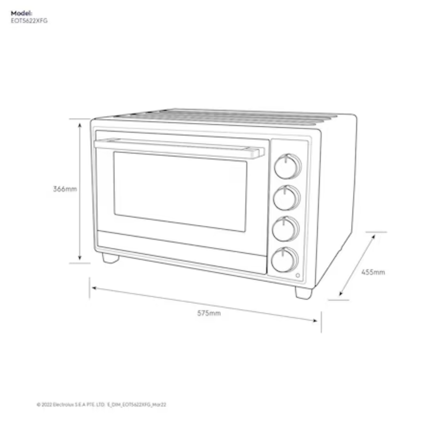 Electrolux EOT5622XFG - 56L 4-in-1 Tabletop Oven