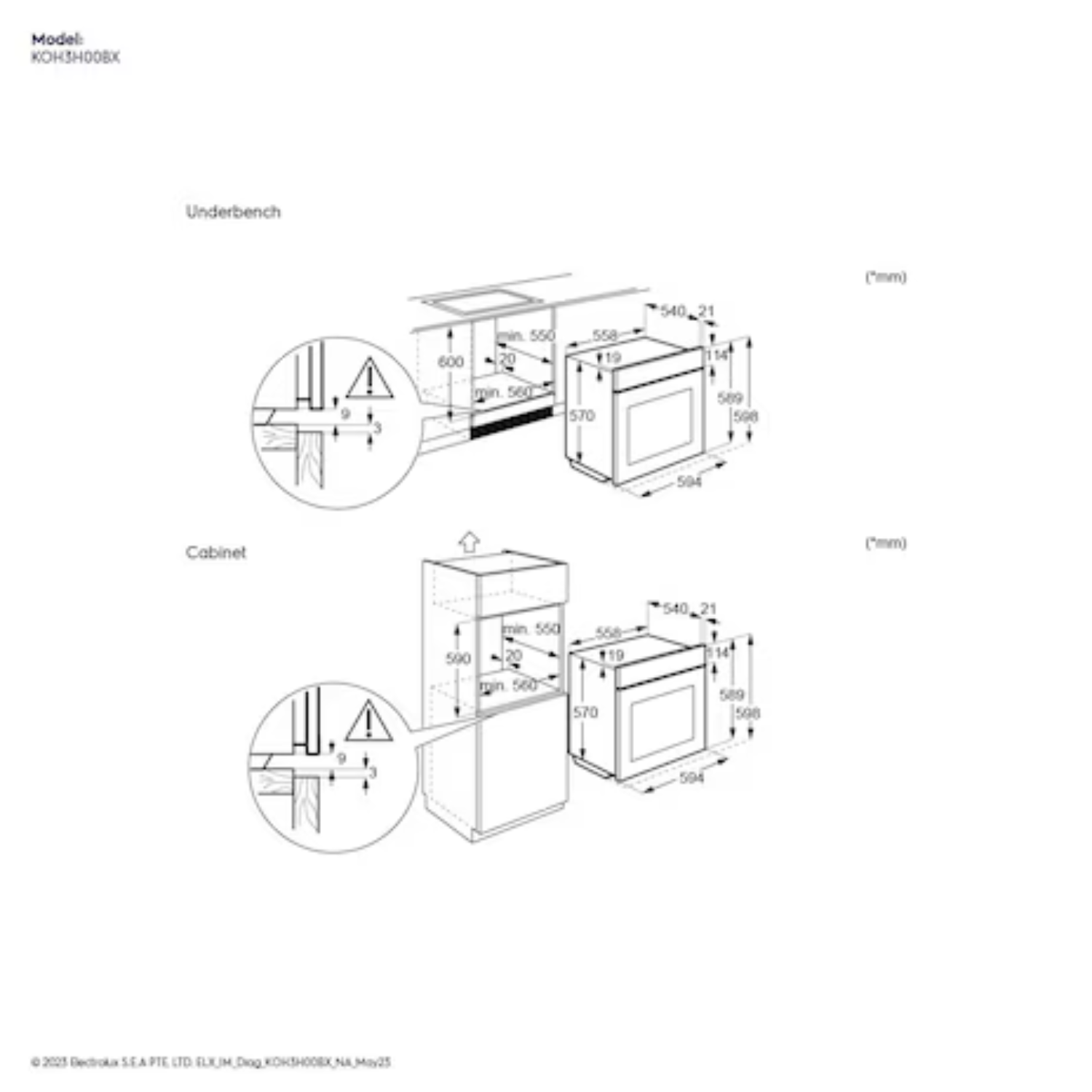 Electrolux KOH3H00BX - 65L 7 Functions Built-in Oven