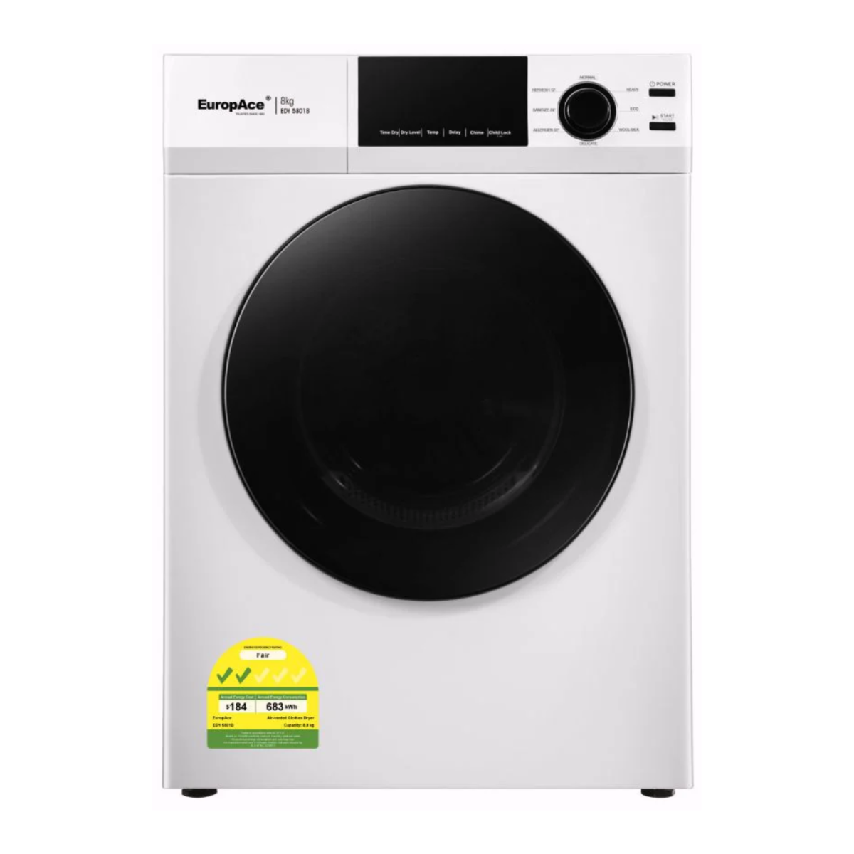 EuropAce By Otimmo EDY5801B - 8kg Vented Dryer