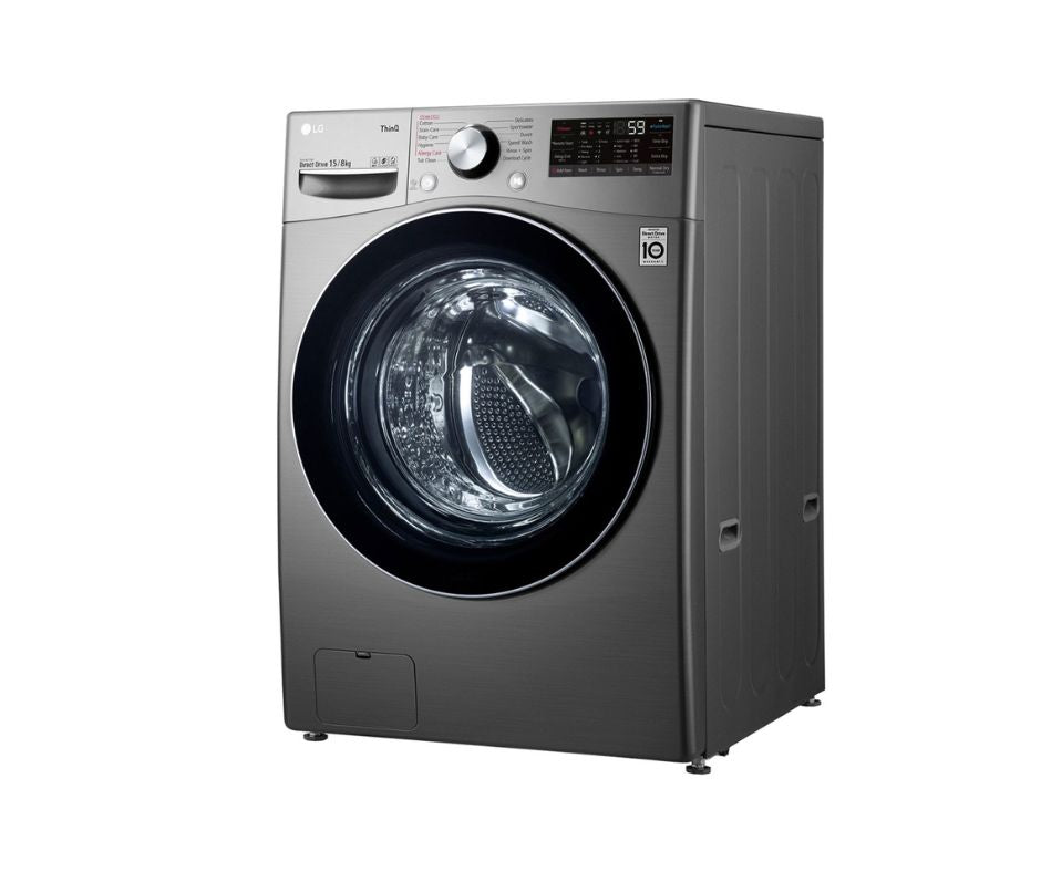 15/8kg LG AI Direct Drive Front Load Washer Dryer Silver