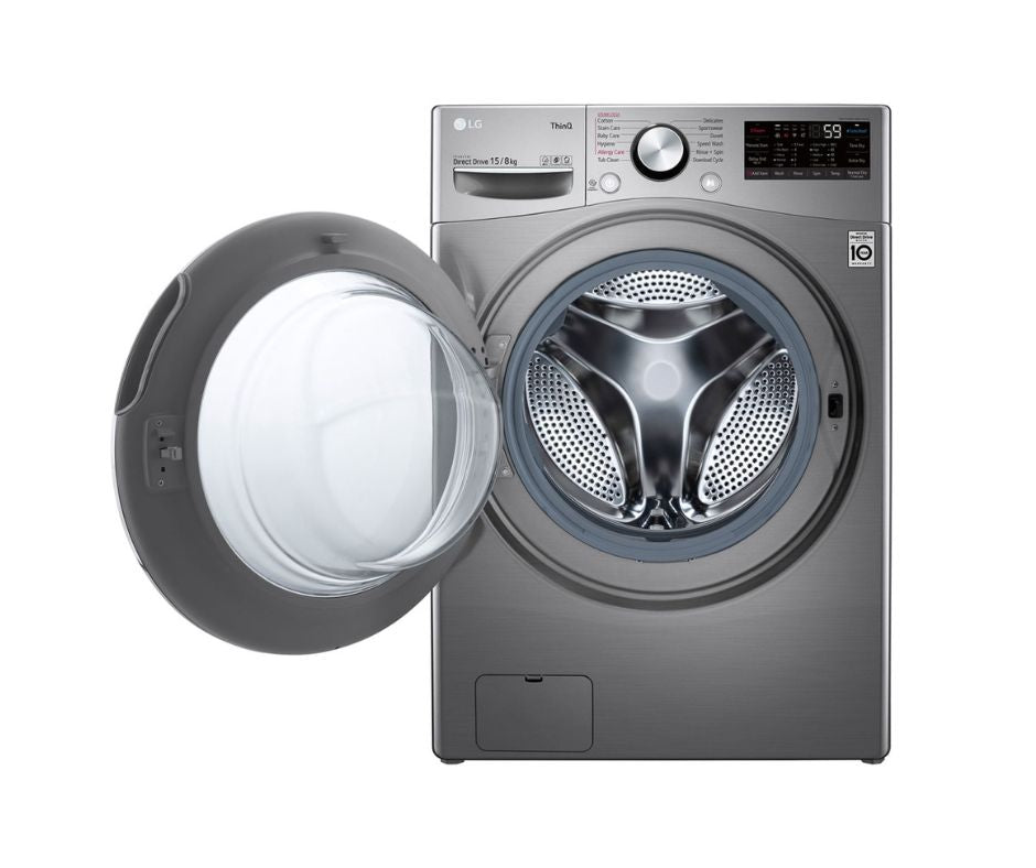 15/8kg LG AI Direct Drive Front Load Washer Dryer Silver