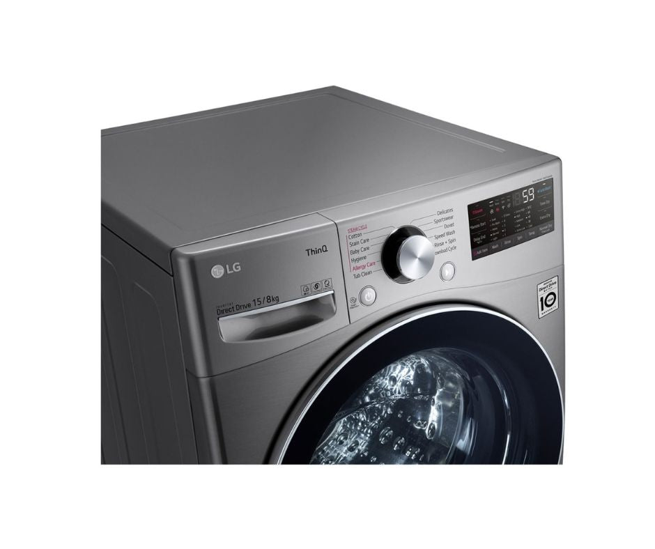 15/8kg LG AI Direct Drive Front Load Washer Dryer Silver