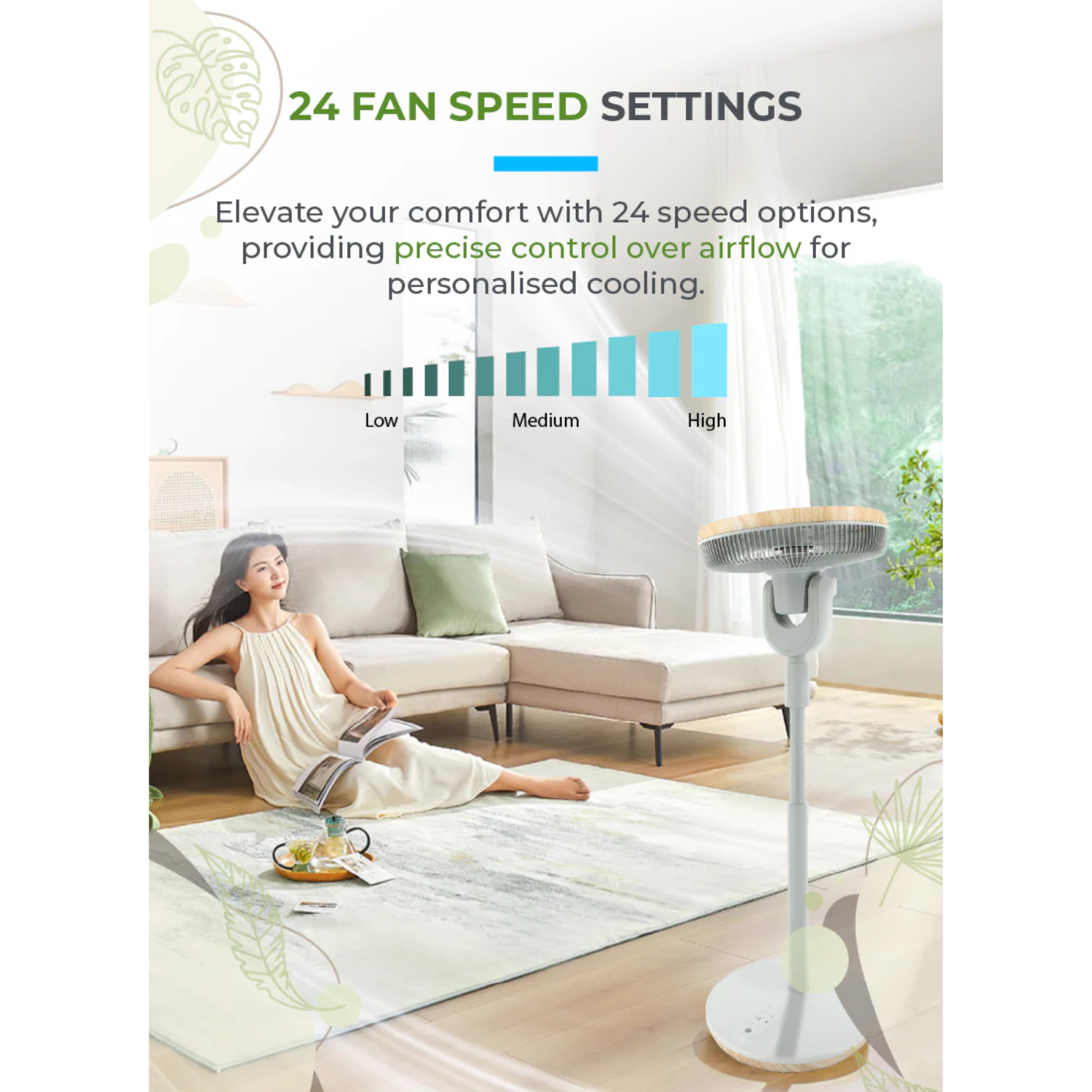 Mistral MHV1424DRW-G - 14” DC High Velocity Stand Fan with Wi-Fi & Remote