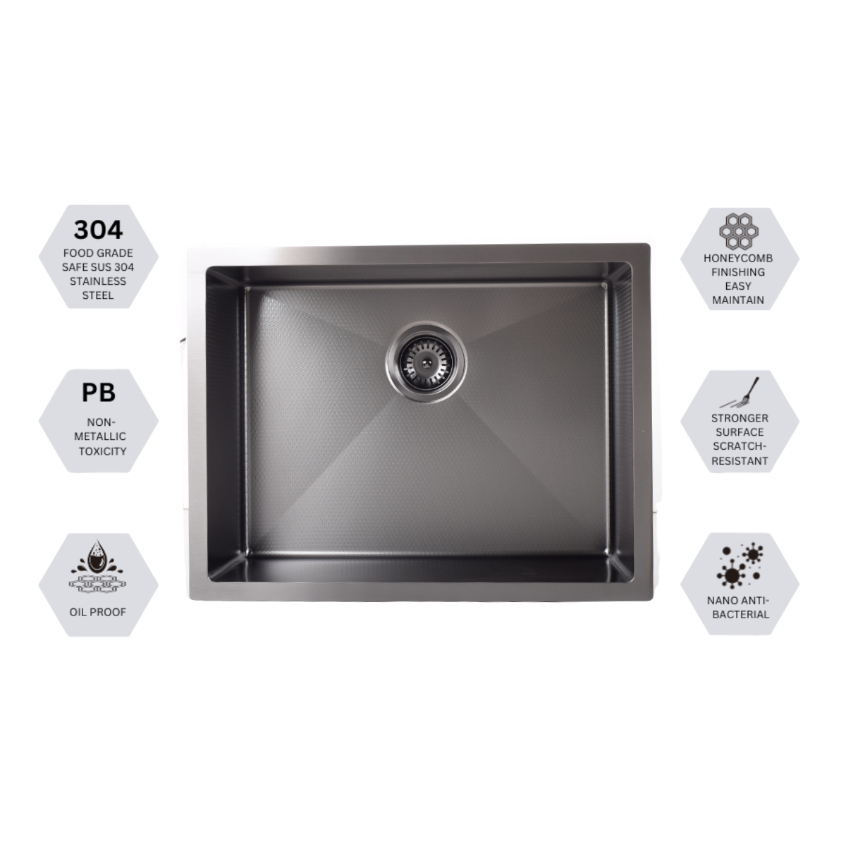 Turbo TS600-HC BK - 60cm Honeycomb Sink