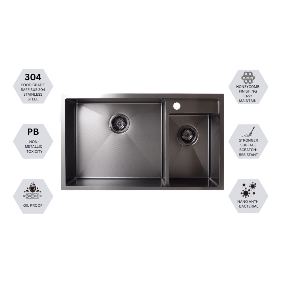 Turbo TS860-HC BK - 86cm Honeycomb Sink