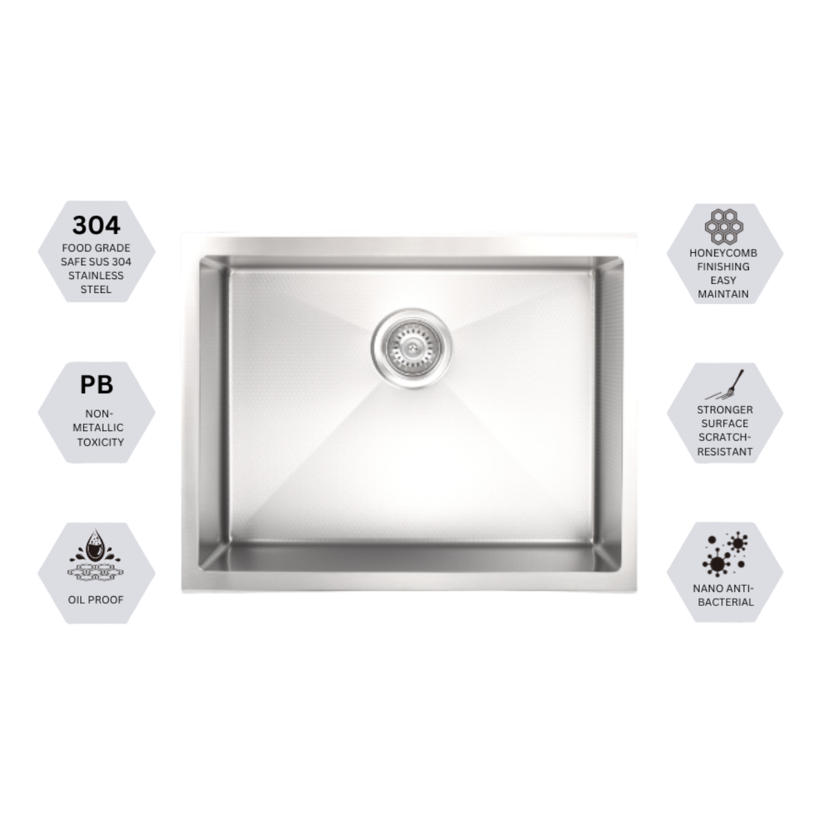 Turbo TS600-HC SS - 60cm Honeycomb Sink