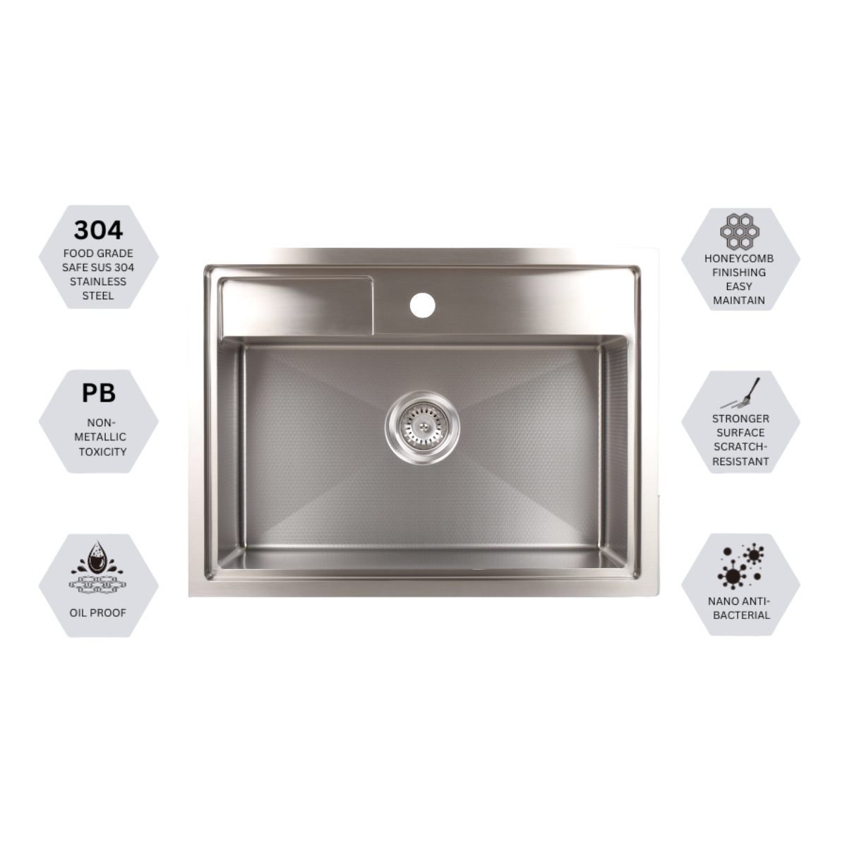 Turbo TS672-HC SS - 67cm Honeycomb Sink