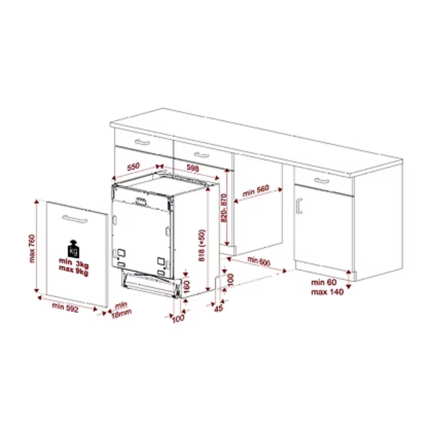 TEKA 87cm Built-in Fully Integrated Dishwasher (15 Place Settings)
