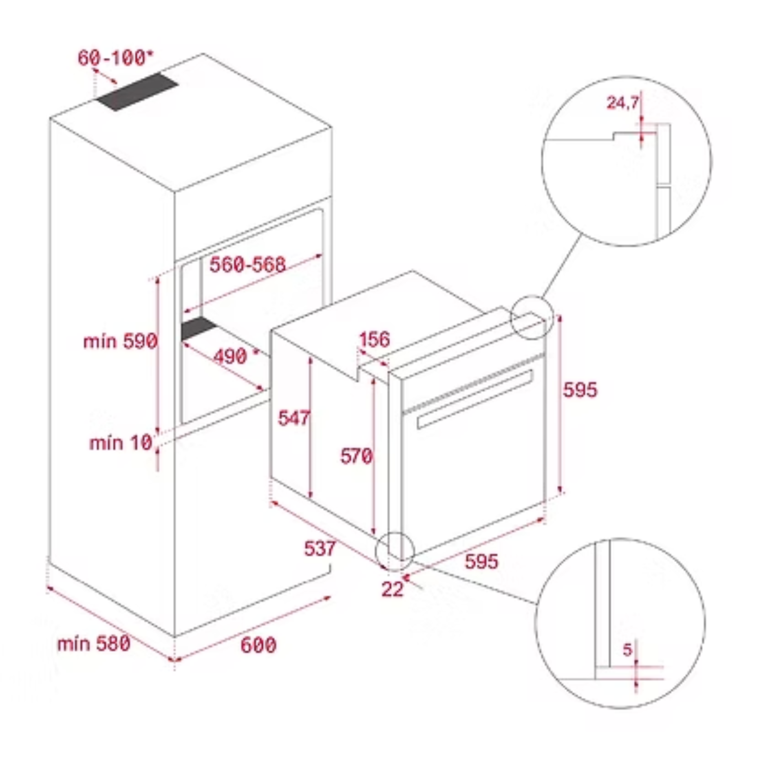 TEKA HCB 6435 - 70L 8 Functions Built-in Multifunction Oven with Push-Pull Knobs