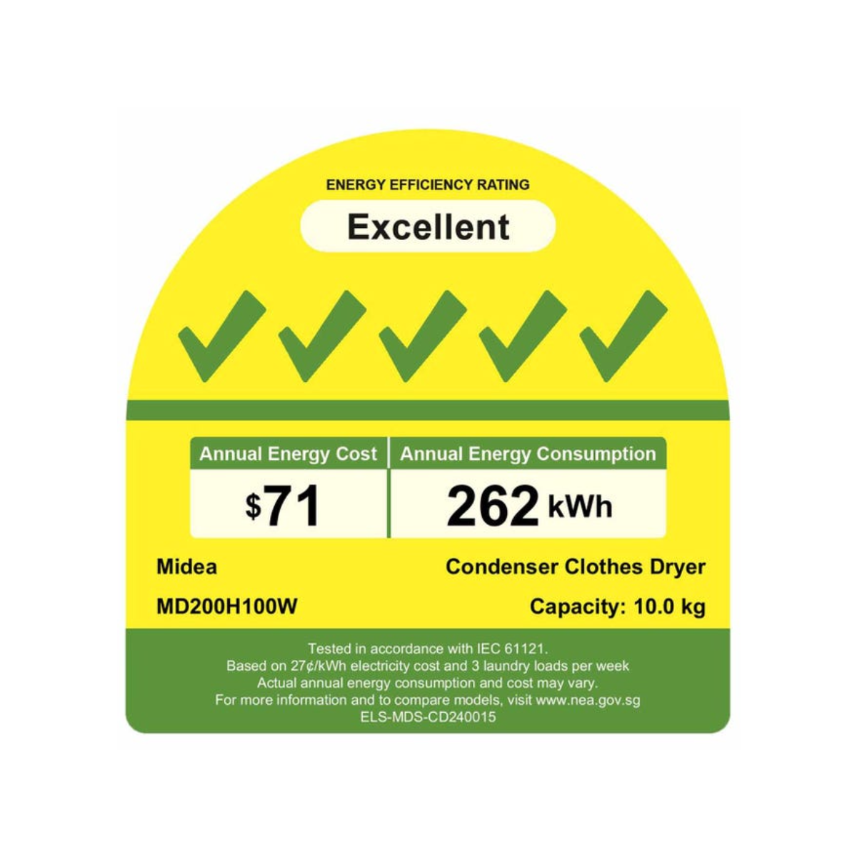 Midea MD200H100W - 10kg Heat Pump Front Load Dryer