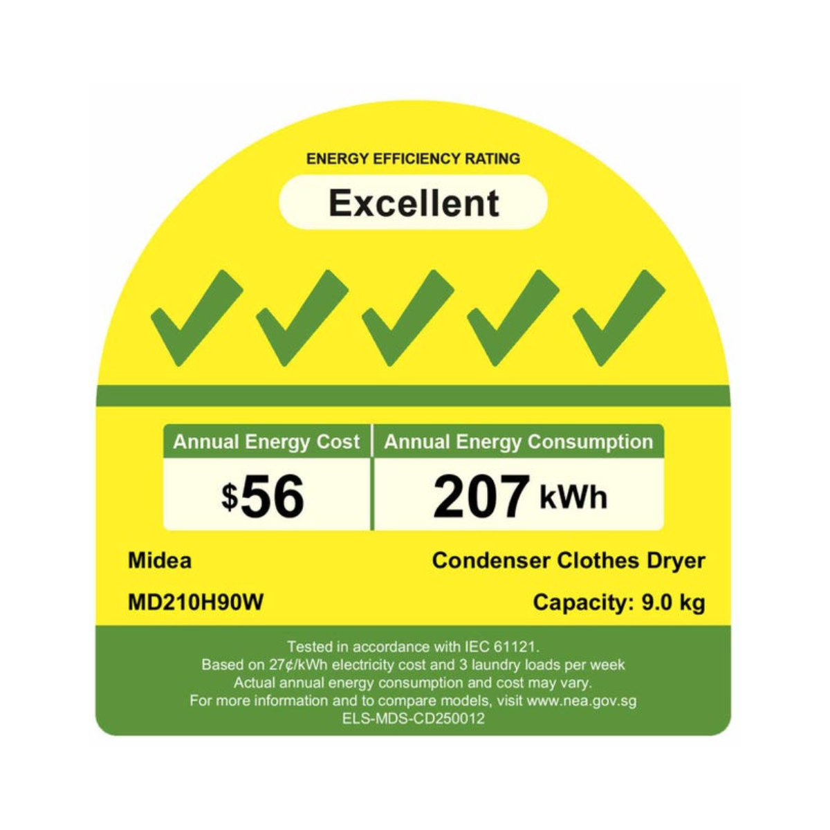 Midea MD210H90W - 9kg Heat Pump Front Load Dryer